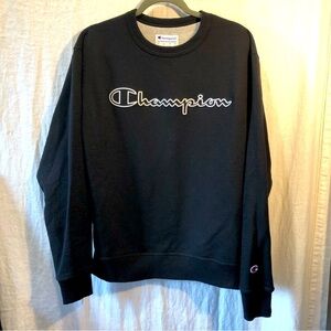 Men’s Champion sweatshirt black and white graphic power blend Crewneck long M